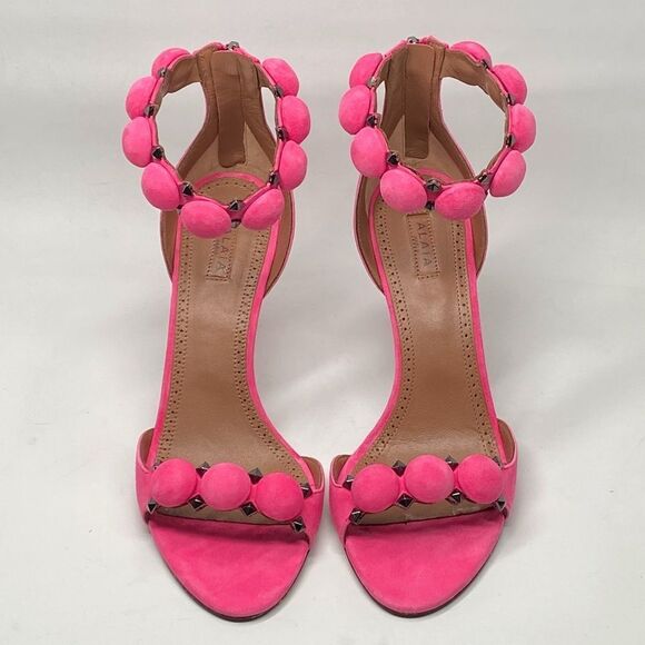 Alaia Bombe 90 Ankle-Strap Studded Suede Leather Sandals size 38.5 - Picture 5 of 16